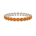 Round Citrine Simple Full Eternity Band Ring Citrine - ( AAA ) - Quality - Rosec Jewels