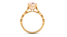 Cushion Cut Morganite Engagement Ring with Moissanite and Gold Milgrain Morganite - ( AAA ) - Quality - Rosec Jewels