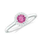 Pink Tourmaline Promise Ring with Diamond Halo Pink Tourmaline - ( AAA ) - Quality - Rosec Jewels