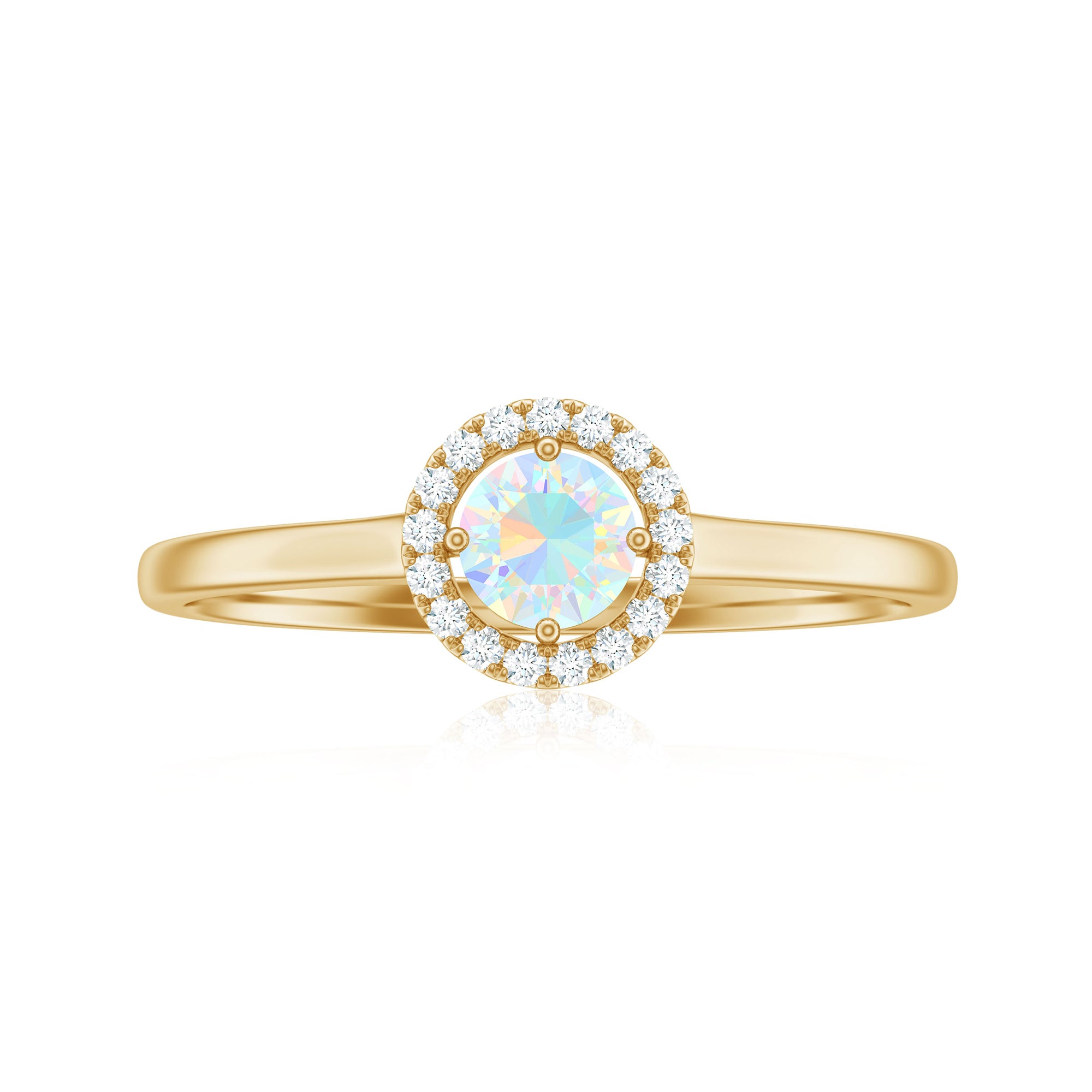 Ethiopian Opal Promise Ring with Diamond Halo Ethiopian Opal - ( AAA ) - Quality - Rosec Jewels