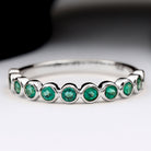 Round Shape Emerald Half Eternity Ring in Bezel Setting Emerald - ( AAA ) - Quality - Rosec Jewels