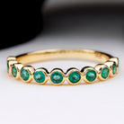 Round Shape Emerald Half Eternity Ring in Bezel Setting Emerald - ( AAA ) - Quality - Rosec Jewels