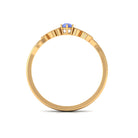 Minimal Leaf Promise Ring with Tanzanite and Diamond Tanzanite - ( AAA ) - Quality - Rosec Jewels