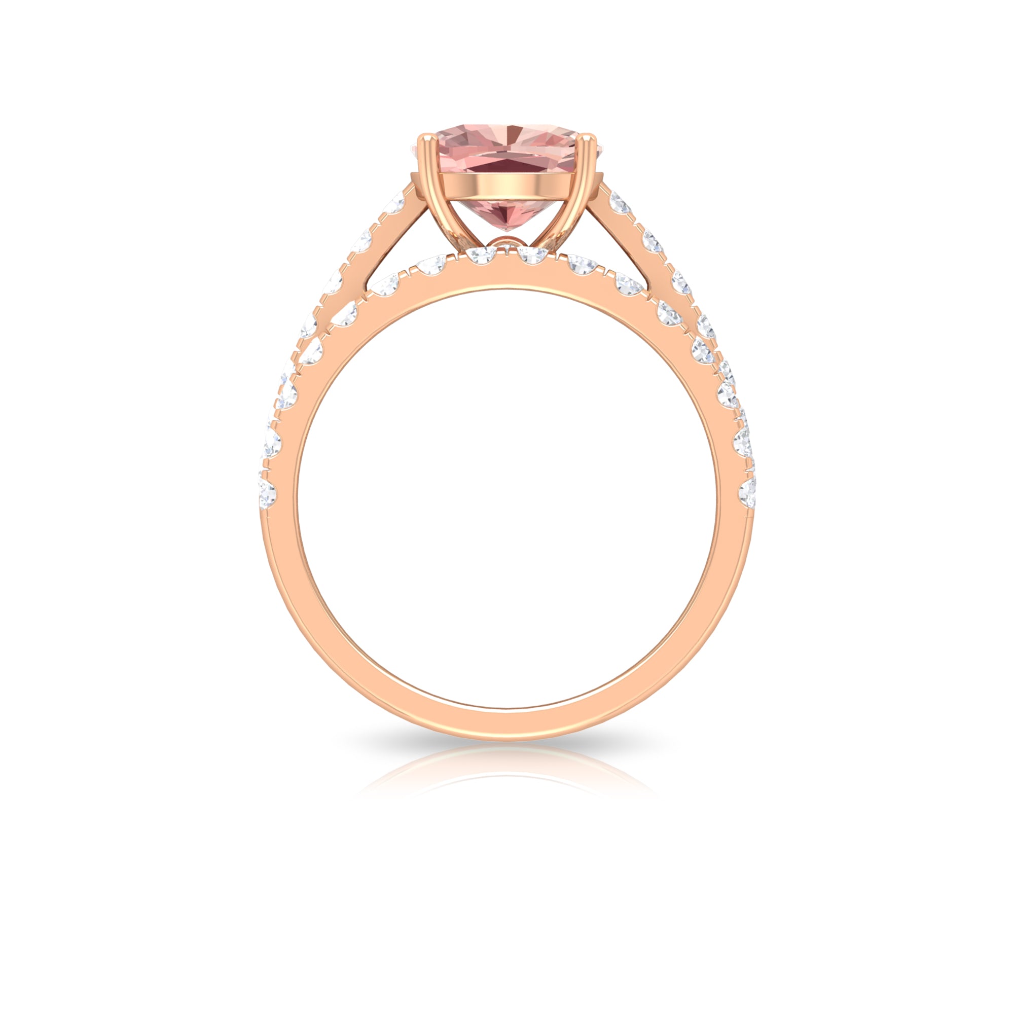 2.75 CT Morganite Solitaire Engagement Ring with Moissanite Eternity Band Morganite - ( AAA ) - Quality - Rosec Jewels