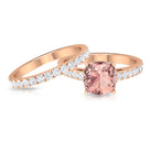 2.75 CT Morganite Solitaire Engagement Ring with Moissanite Eternity Band Morganite - ( AAA ) - Quality - Rosec Jewels