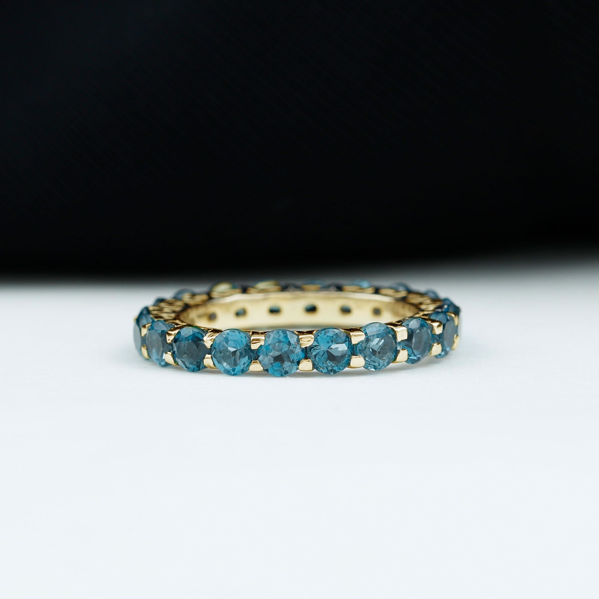 Real London Blue Topaz Simple Eternity Band Ring London Blue Topaz - ( AAA ) - Quality - Rosec Jewels