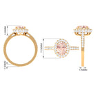 Oval Morganite Halo Engagement Ring with Diamond Morganite - ( AAA ) - Quality - Rosec Jewels