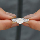 Vintage Style Flower Engagement Ring with Moonstone and Diamond Moonstone - ( AAA ) - Quality - Rosec Jewels