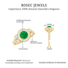 Vintage Inspired Emerald Diamond Engagement Ring Emerald - ( AAA ) - Quality - Rosec Jewels