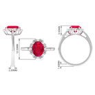 Vintage Inspired Created Ruby Engagement Ring with Diamond Lab Created Ruby - ( AAAA ) - Quality - Rosec Jewels