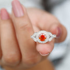 1.50 CT Vintage Inspired Fire Opal Engagement Ring with Diamond Fire Opal - ( AAA ) - Quality - Rosec Jewels