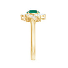 1.25 CT Round Lab Created Emerald Flower Engagement Ring with Diamond Lab Created Emerald - ( AAAA ) - Quality - Rosec Jewels