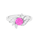 1.5 CT Pink Sapphire Flower Engagement Ring with Diamond Pink Sapphire - ( AAA ) - Quality - Rosec Jewels