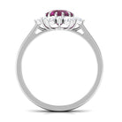 1.75 CT Classic Rhodolite Engagement Ring with Diamond Halo Rhodolite - ( AAA ) - Quality - Rosec Jewels