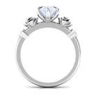 Claw Set Solitaire Moonstone Flower Ring with Diamond Moonstone - ( AAA ) - Quality - Rosec Jewels