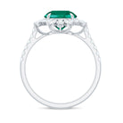 Lab-Created Emerald Cocktail Ring with Moissanite Floral Halo Lab Created Emerald - ( AAAA ) - Quality - Rosec Jewels