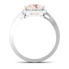 Designer Morganite and Diamond Halo Engagement Ring Morganite - ( AAA ) - Quality - Rosec Jewels