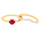 Lab-Created Ruby and Diamond Enhancer Ring Set Lab Created Ruby - ( AAAA ) - Quality - Rosec Jewels