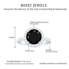 Lab Grown Black Diamond Classic Halo Engagement Ring with Diamond Lab Created Black Diamond - ( AAAA ) - Quality - Rosec Jewels