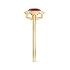 Round Lab-Created Ruby Solitaire Gold Ring in Bezel Setting Lab Created Ruby - ( AAAA ) - Quality - Rosec Jewels