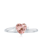 Morganite Heart Engagement Ring with Diamond Morganite - ( AAA ) - Quality - Rosec Jewels