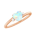 Minimal Ethiopian Opal Solitaire Heart Ring with Diamond Ethiopian Opal - ( AAA ) - Quality - Rosec Jewels