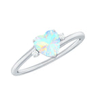 Minimal Ethiopian Opal Solitaire Heart Ring with Diamond Ethiopian Opal - ( AAA ) - Quality - Rosec Jewels