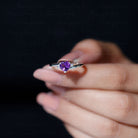 1 CT Heart Shape Amethyst Solitaire Promise Ring with Moissanite in Silver - Rosec Jewels