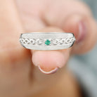 Natural Emerald Designer Band Ring Emerald - ( AAA ) - Quality - Rosec Jewels