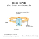 Solitaire Engagement Ring with Emerald Cut Sky Blue Topaz and Diamond Sky Blue Topaz - ( AAA ) - Quality - Rosec Jewels