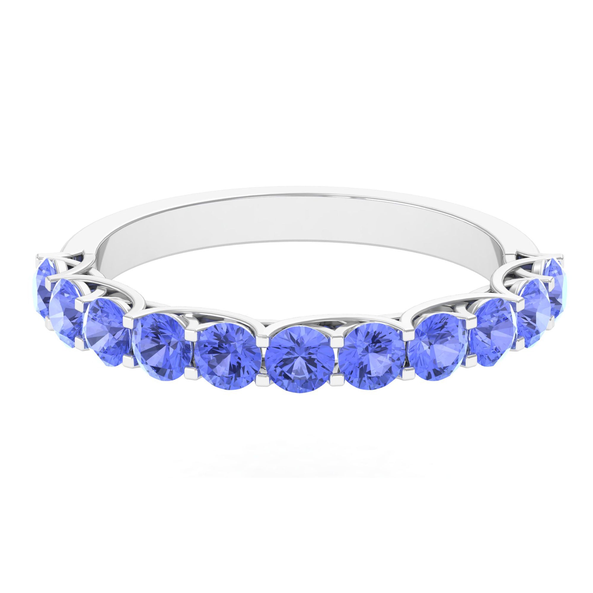 Trellis Set Round Tanzanite Half Eternity Band Ring Tanzanite - ( AAA ) - Quality - Rosec Jewels