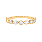 Beaded Bezel Set Moissanite Semi Eternity Band Ring Moissanite - ( D-VS1 ) - Color and Clarity - Rosec Jewels