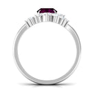 Oval Rhodolite Solitaire Wedding Ring Set with Diamond Rhodolite - ( AAA ) - Quality - Rosec Jewels