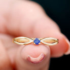 Real Blue Sapphire Minimal Promise Ring with Split Shank Blue Sapphire - ( AAA ) - Quality - Rosec Jewels