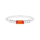 Baguette Cut Lab Grown Orange Sapphire East West Promise Ring with Diamond Lab Created Orange Sapphire - ( AAAA ) - Quality - Rosec Jewels