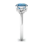 London Blue Topaz Solitaire Flower Engagement Ring with Diamond London Blue Topaz - ( AAA ) - Quality - Rosec Jewels