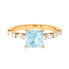 Princess Cut Sky Blue Topaz Solitaire Engagement Ring with Moissanite Sky Blue Topaz - ( AAA ) - Quality - Rosec Jewels