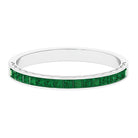 Princess Cut Lab Grown Emerald Half Eternity Ring Lab Created Emerald - ( AAAA ) - Quality - Rosec Jewels