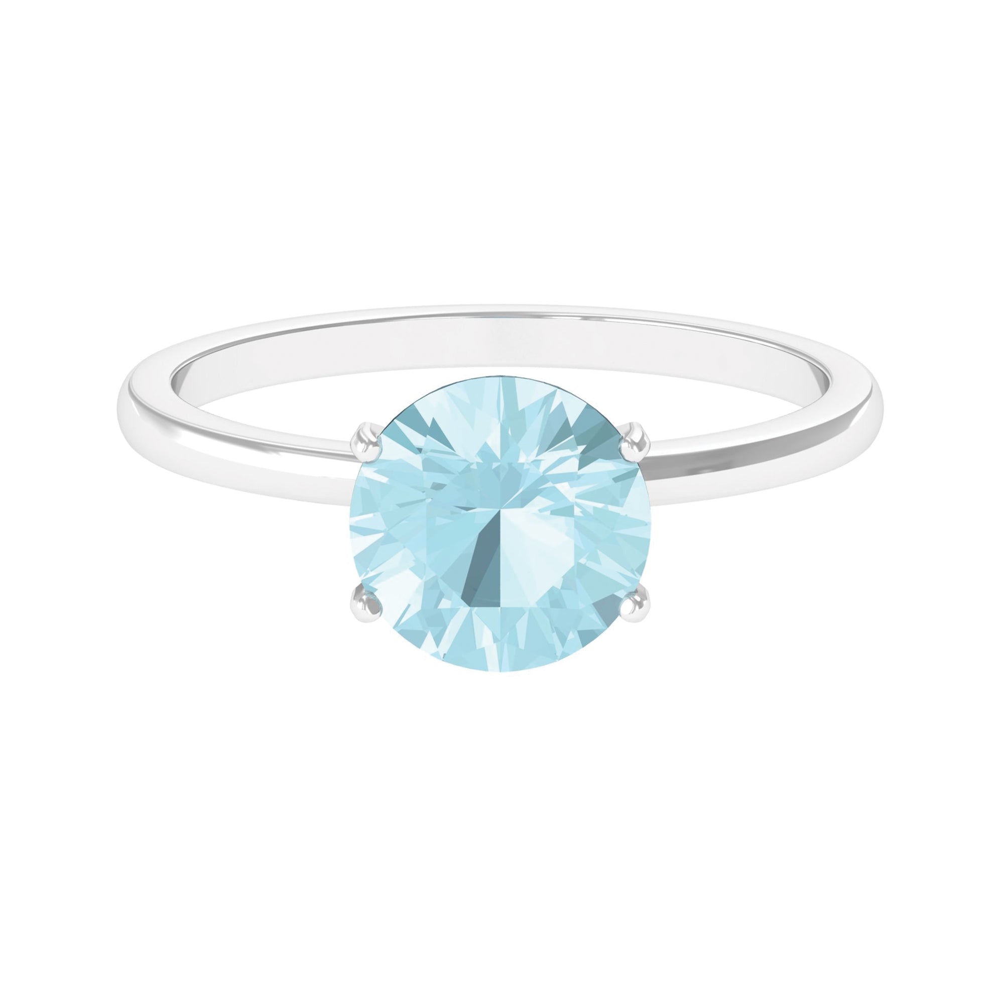 Simple Round Sky Blue Topaz Solitaire Ring Sky Blue Topaz - ( AAA ) - Quality - Rosec Jewels