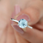 Simple Round Sky Blue Topaz Solitaire Ring Sky Blue Topaz - ( AAA ) - Quality - Rosec Jewels