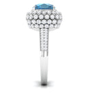 Cushion Cut London Blue Topaz Statement Engagement Ring with Moissanite London Blue Topaz - ( AAA ) - Quality - Rosec Jewels