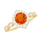 Vintage Style Fire Opal Engagement Ring with Diamond Accent Fire Opal - ( AAA ) - Quality - Rosec Jewels