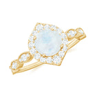 Vintage Style Moonstone Engagement Ring with Diamond Accent Moonstone - ( AAA ) - Quality - Rosec Jewels