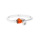 Heart Shape Orange Sapphire and Diamond Twisted Promise Ring Orange Sapphire - ( AAA ) - Quality - Rosec Jewels