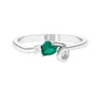 Heart Shape Emerald and Diamond Twisted Promise Ring in Gold Emerald - ( AAA ) - Quality - Rosec Jewels