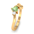 Heart Shape Green Sapphire and Diamond Twisted Promise Ring Green Sapphire - ( AAA ) - Quality - Rosec Jewels