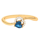 1/4 CT London Blue Topaz Heart Promise Ring with Diamond London Blue Topaz - ( AAA ) - Quality - Rosec Jewels