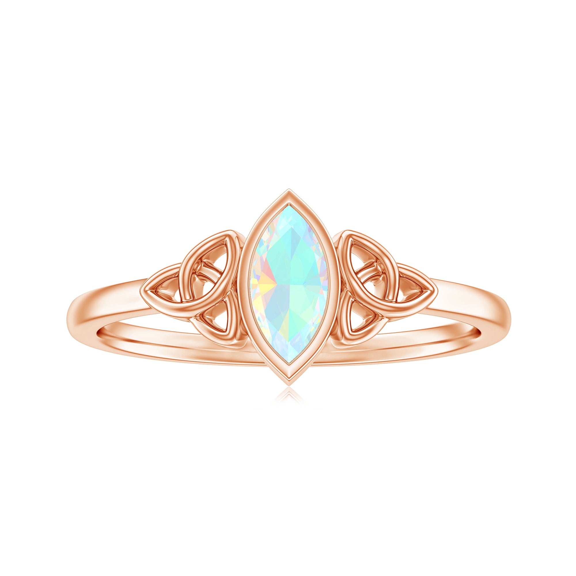 1/2 CT Marquise Cut Ethiopian Opal Solitaire Ring with Celtic Details Ethiopian Opal - ( AAA ) - Quality - Rosec Jewels