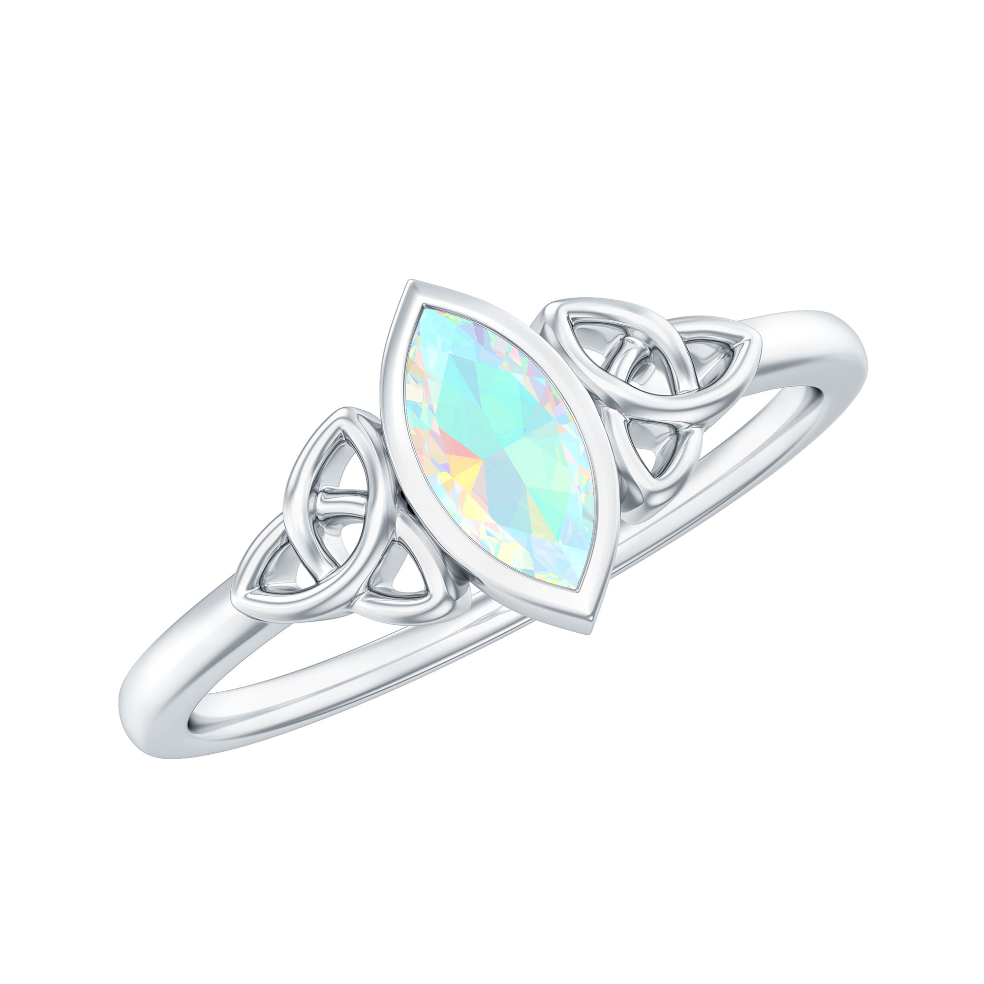 1/2 CT Marquise Cut Ethiopian Opal Solitaire Ring with Celtic Details Ethiopian Opal - ( AAA ) - Quality - Rosec Jewels