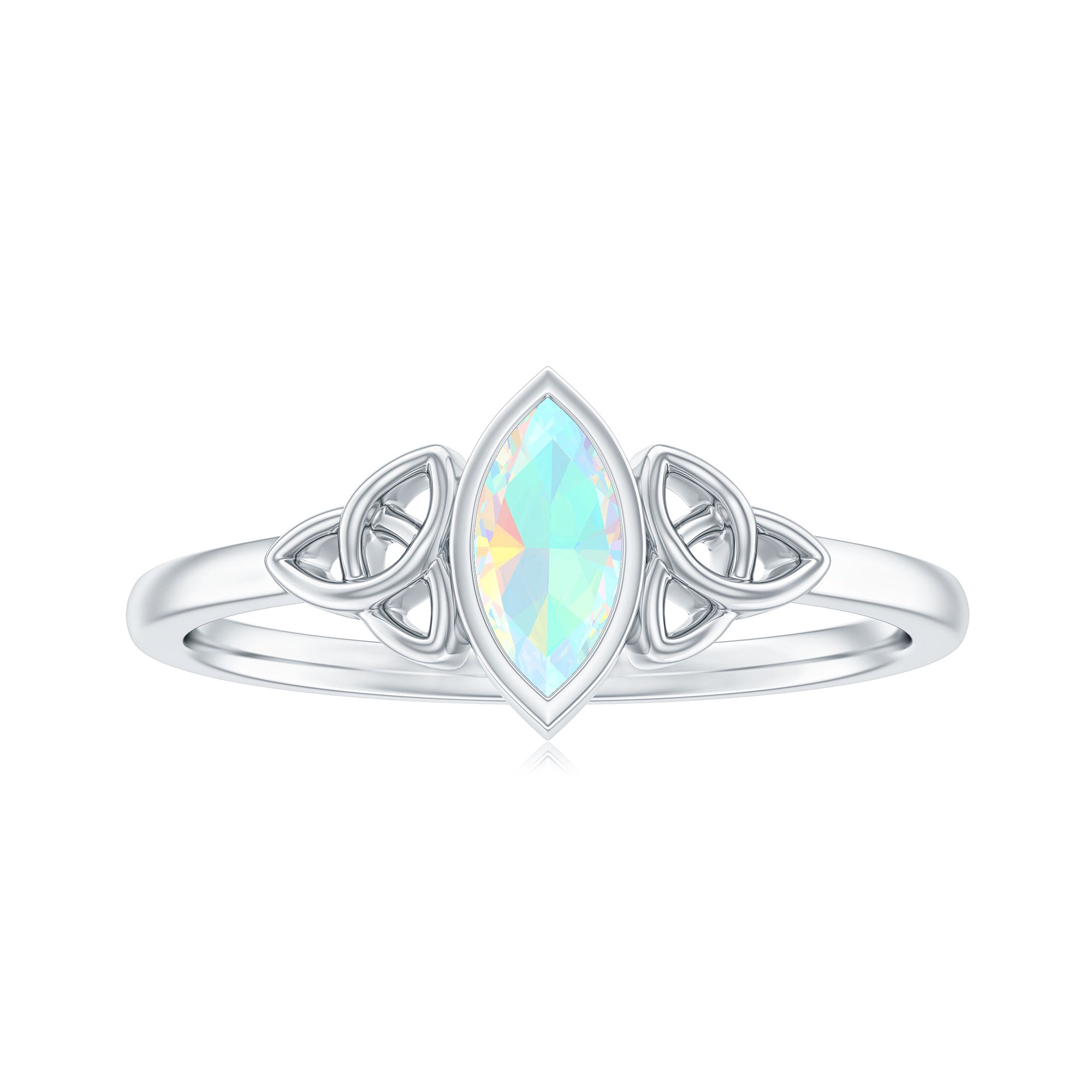 1/2 CT Marquise Cut Ethiopian Opal Solitaire Ring with Celtic Details Ethiopian Opal - ( AAA ) - Quality - Rosec Jewels